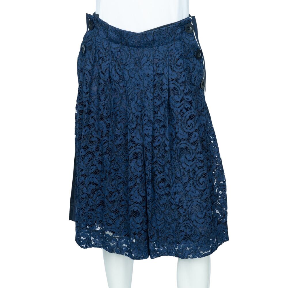 SACAI Blue Lace Pleated Knee Length Skirt Size S